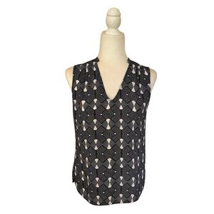 EUC Banana Republic Dark Navy and White Geometric Patterned Blouse